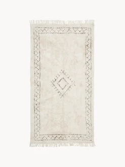 Alfombra artesanal de algodón con flecos Flonn