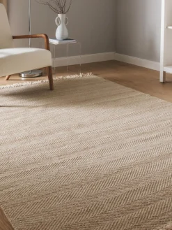 Alfombra artesanal de lana con flecos Lars