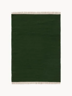 Alfombra artesanal de lana con flecos Liv