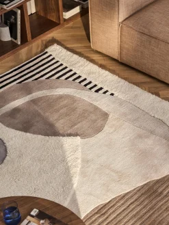 Alfombra artesanal de lana texturizada Rosco