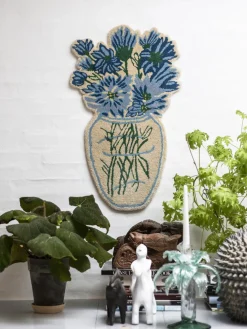 Alfombra artesanal de lana Blue Daisy