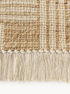 Alfombra artesanal de yute con flecos Almir