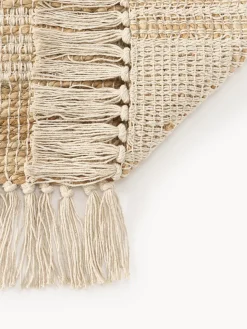 Alfombra artesanal de yute con flecos Almir