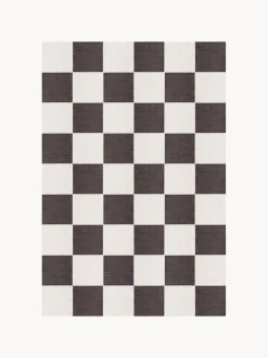 Alfombra artesanal de yute de pelo corto Chess Flatweave
