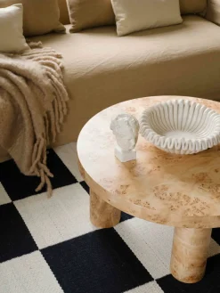 Alfombra artesanal de yute de pelo corto Chess Flatweave