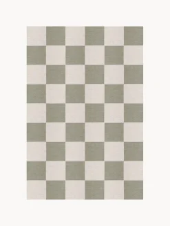 Alfombra artesanal de yute de pelo corto Chess Flatweave