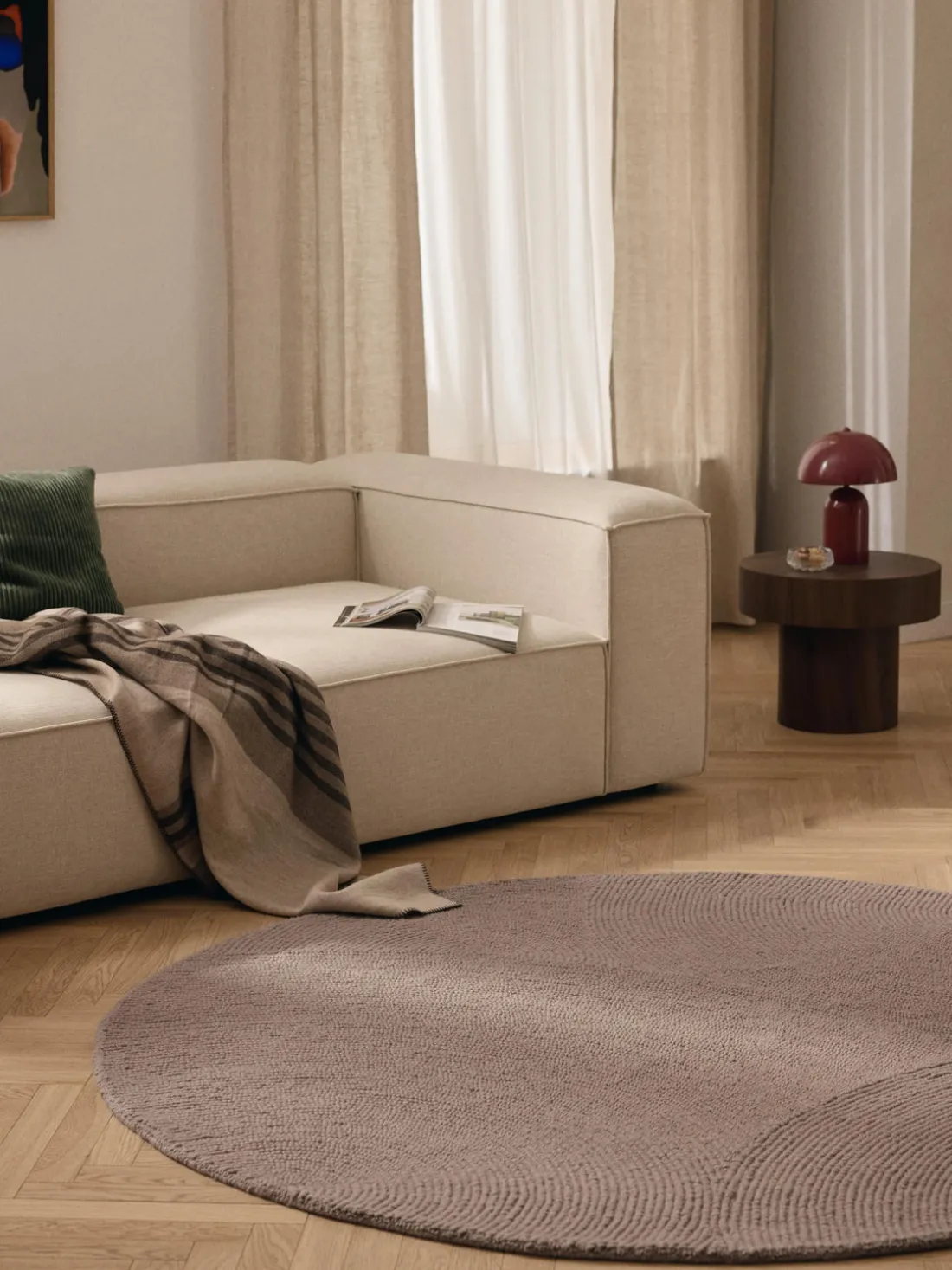 Alfombra artesanal redonda de lana Eleni