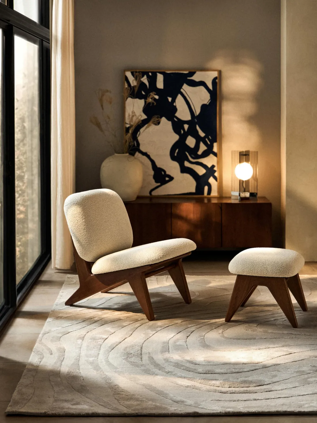 Alfombra artesanal texturizada de pelo corto Winola