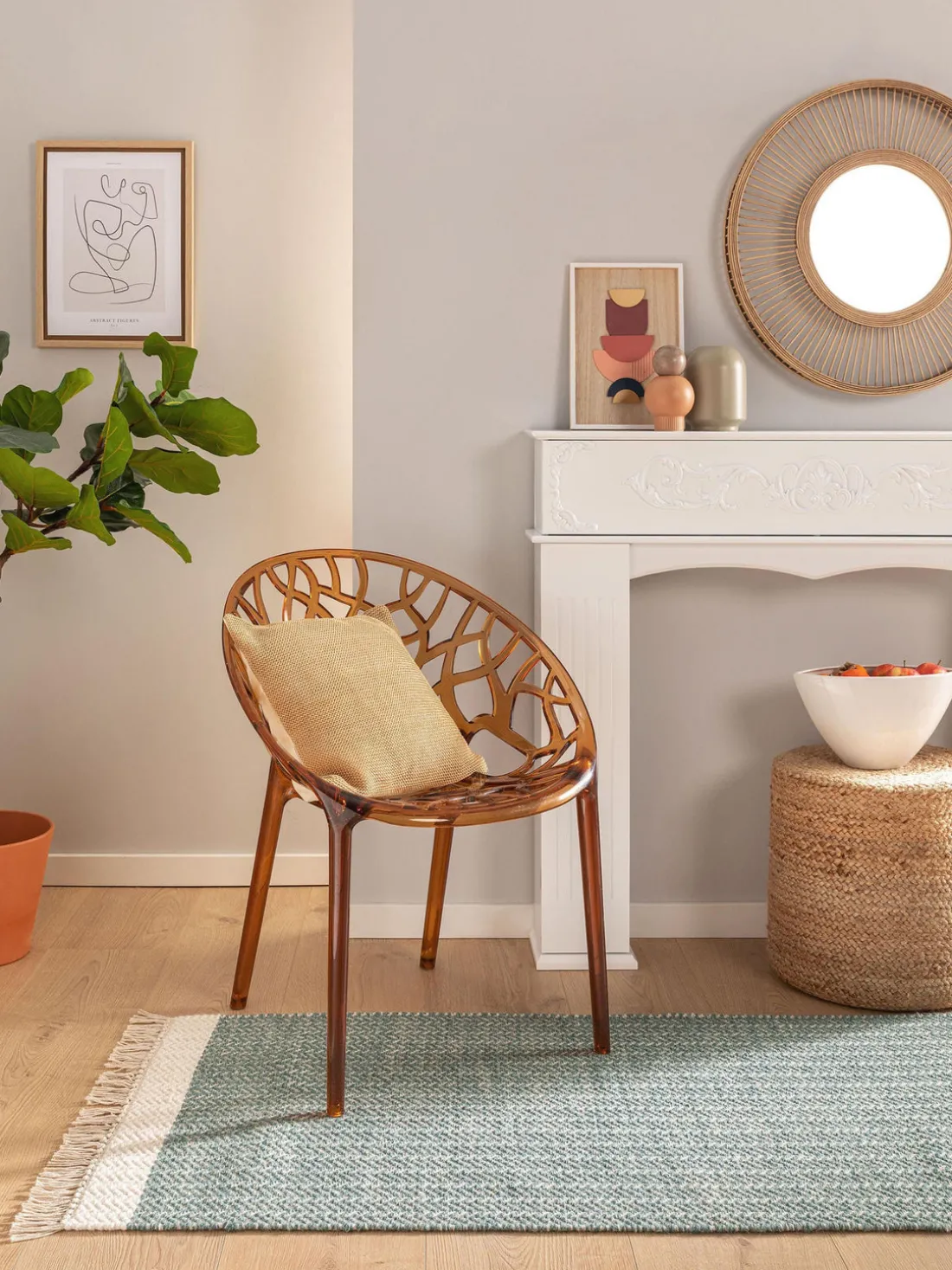 Alfombra corredor artesanal de lana con flecos Kim