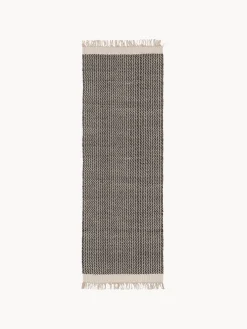 Alfombra corredor artesanal de lana con flecos Kim