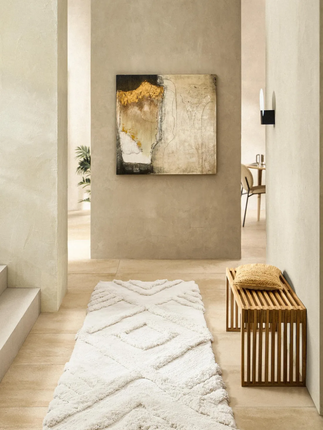 Alfombra corredor de pelo largo texturizada Magda