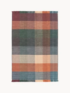 Alfombra de lana a cuadros con flecos Bliss