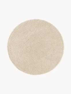 Alfombra de lana redonda artesanal de pelo corto Eleni