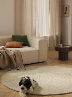 Alfombra de lana redonda artesanal de pelo corto Eleni