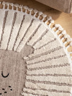 Alfombra infantil redonda texturizada con borlas Momo