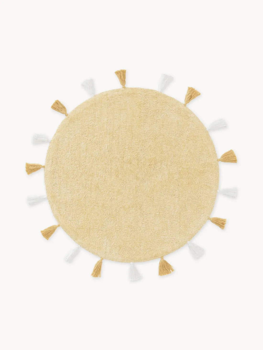 Alfombra infantil redonda artesanal de algodón con borlas Malu