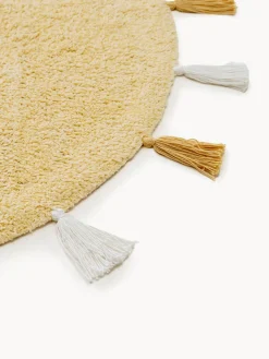 Alfombra infantil redonda artesanal de algodón con borlas Malu