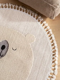 Alfombra infantil redonda texturizada con borlas Momo