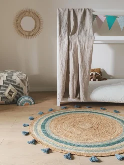 Alfombra infantil redonda artesanal de yute Lovis