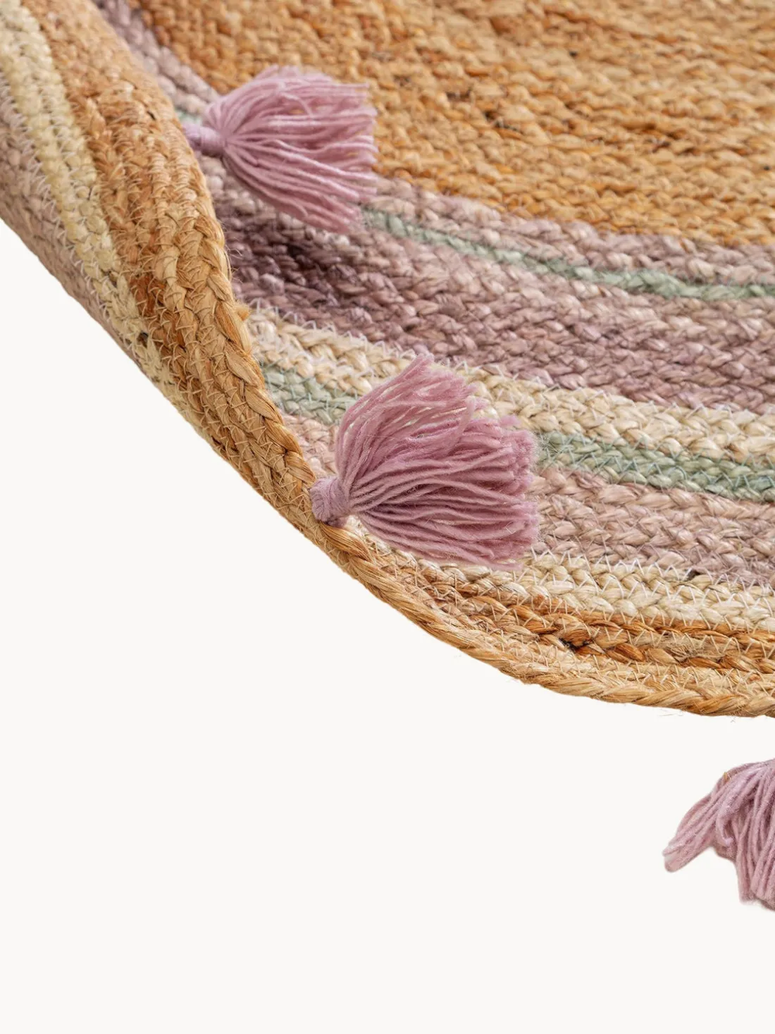 Alfombra infantil redonda artesanal de yute Lovis