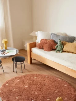 Alfombra infantil redonda artesanal con efecto alto-bajo Dot, lavable