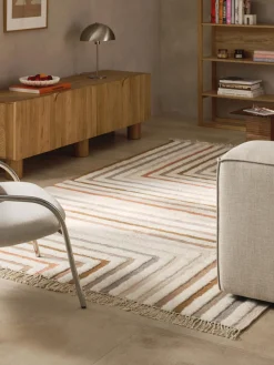 Alfombra kilim artesanal con flecos Calais