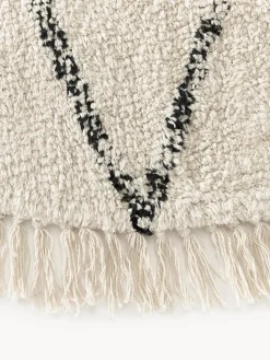 Alfombra redonda artesanal de algodón con diseño de rombos Bina