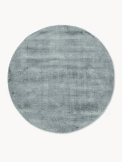 Alfombra redonda artesanal de viscosa Jane