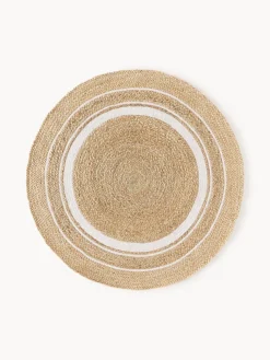 Alfombra redonda artesanal de yute Clover