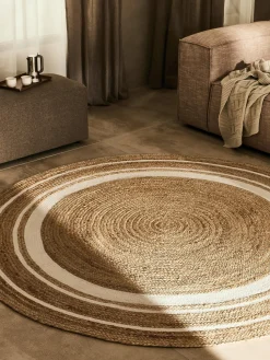 Alfombra redonda artesanal de yute Clover