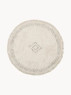 Alfombra redonda artesanal de algodón con flecos Flonn