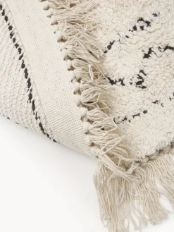 Alfombra redonda artesanal de algodón con flecos Flonn