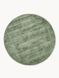 Alfombra redonda artesanal de viscosa Jane