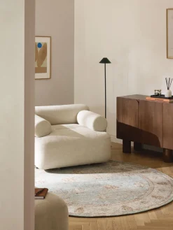 Alfombra redonda artesanal de chenilla Rimini