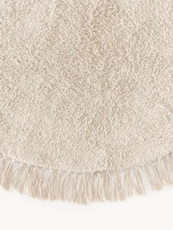 Alfombra redonda artesanal de algodón con flecos Daya