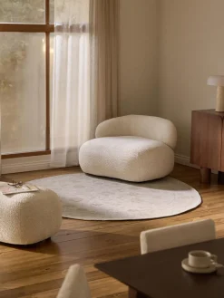 Alfombra redonda artesanal de chenilla Loire