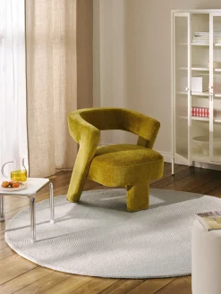 Alfombra redonda artesanal de lana Eleni