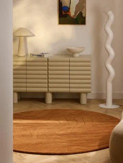 Alfombra redonda artesanal de lana Aaron