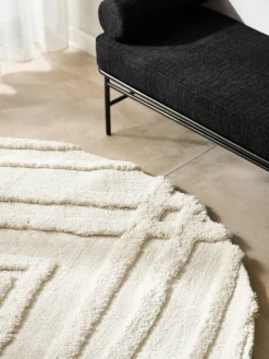 Alfombra redonda de pelo largo texturizada Magda