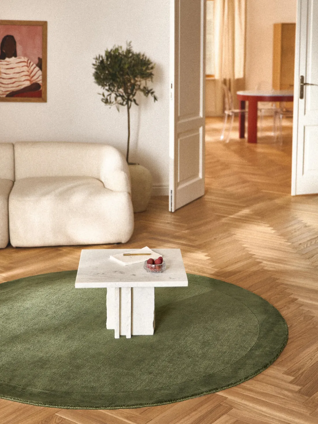 Alfombra redonda de pelo corto Kari