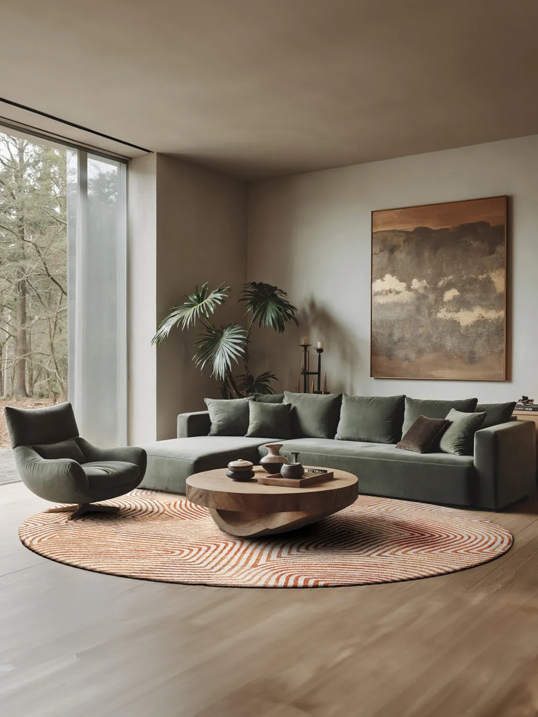 Alfombra redonda de tejido plano Coral