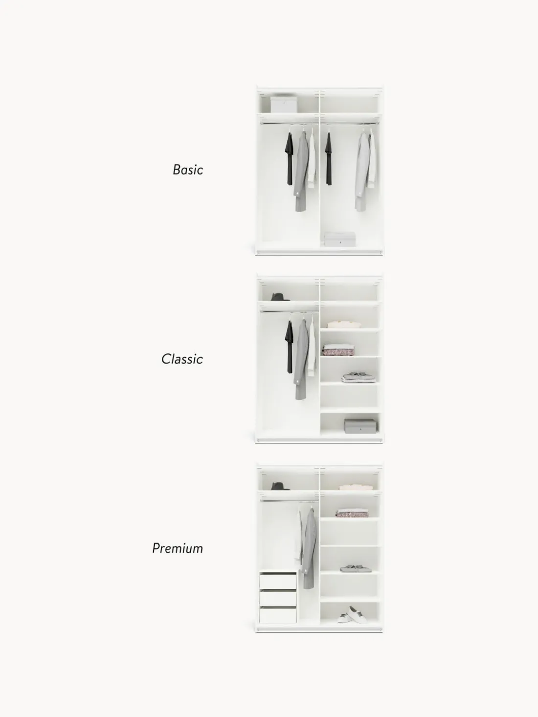 Armario modular Charlotte, 2 puertas correderas (150 cm), diferentes variantes