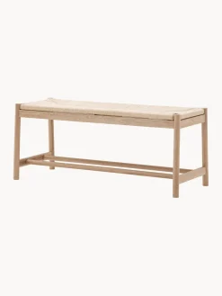 Banco artesanal de madera de roble y mimbre Eton