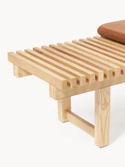 Banco de madera de fresno con asiento de cuero Sora