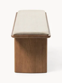 Banco de madera de roble con cojín de asiento Chandler