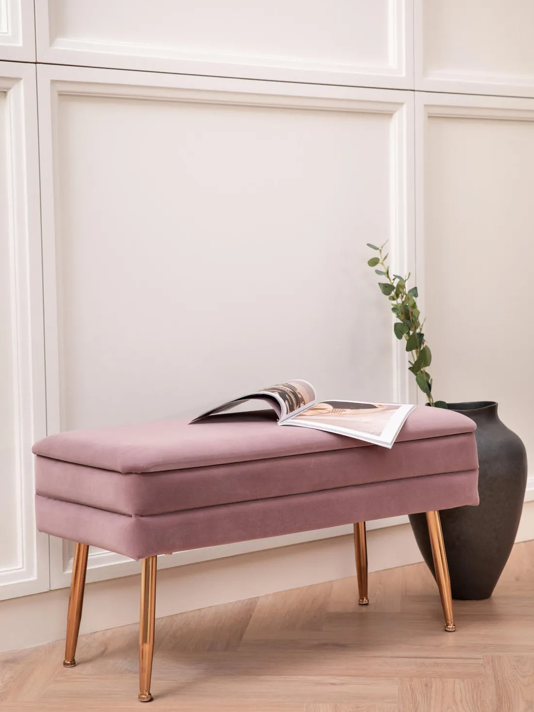 Banco de terciopelo con espacio de almacenamiento Pavlina