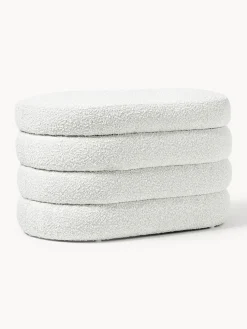 Banco pequeño tapizado en tejido bouclé con espacio de almacenamiento Alto