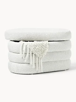 Banco pequeño tapizado en tejido bouclé con espacio de almacenamiento Alto