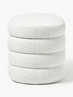 Banco pequeño tapizado en tejido bouclé con espacio de almacenamiento Alto