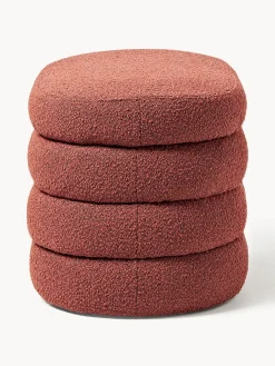 Banco pequeño tapizado en tejido bouclé con espacio de almacenamiento Alto